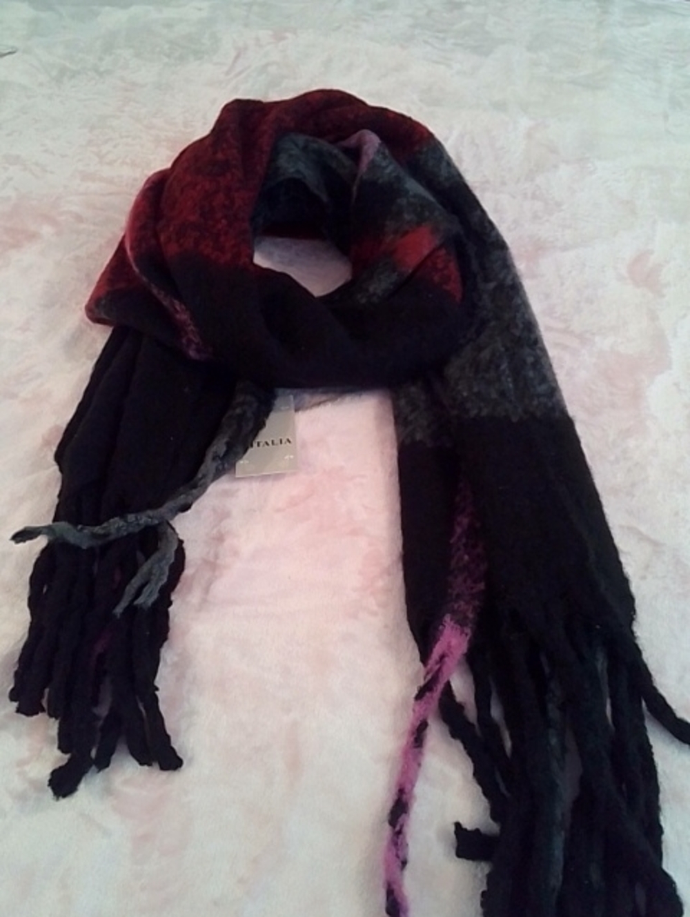 Cozy Oversized Plaid Tassel Scarf